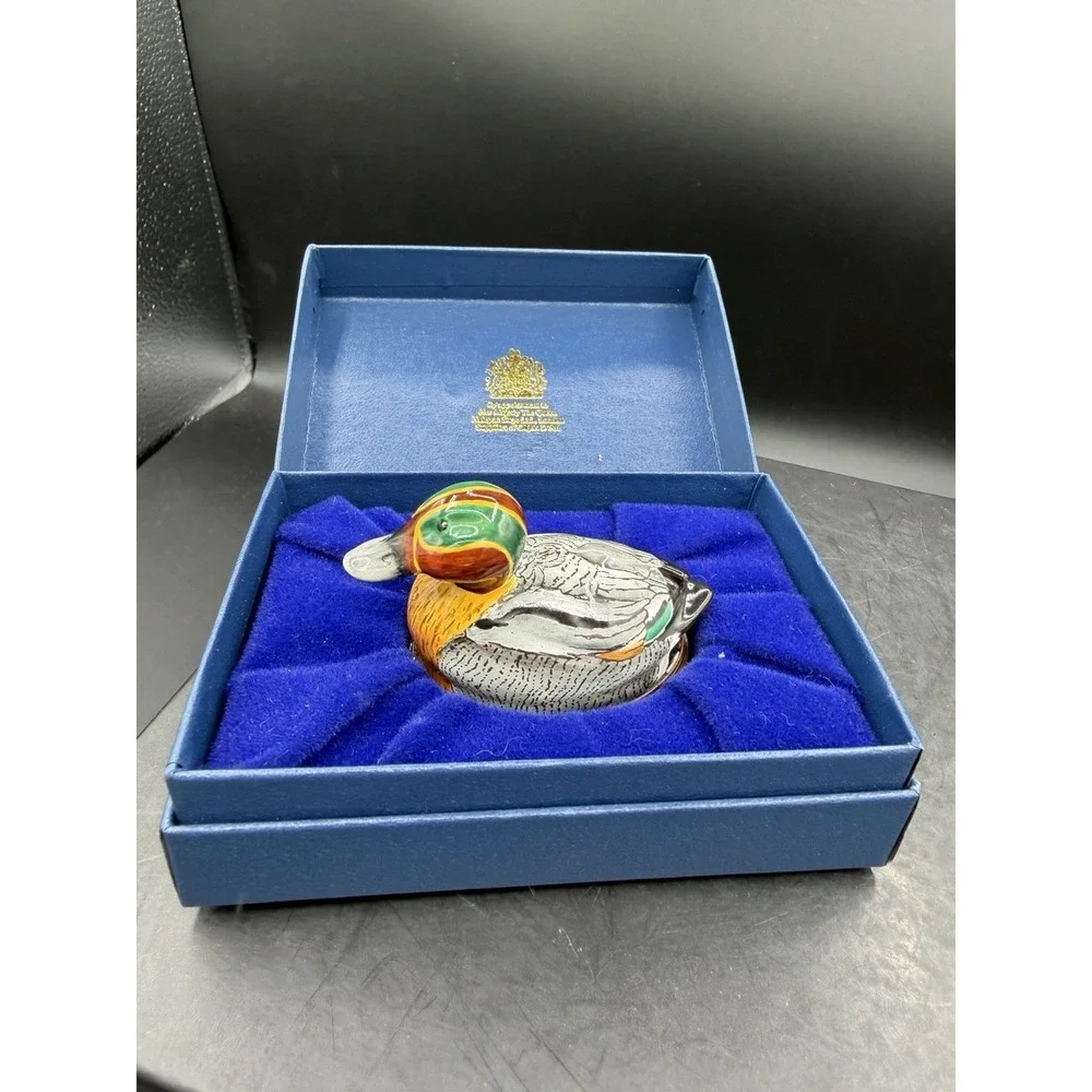🦆✨ Halcyon Days Enamels Mallard Duck Trinket Box – Vintage Collectible ✨🦆